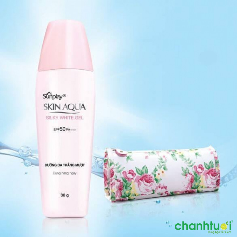 Gel chống nắng dưỡng da trắng mượt Sunplay Skin Aqua Silky White Gel SPF 50+, PA++++