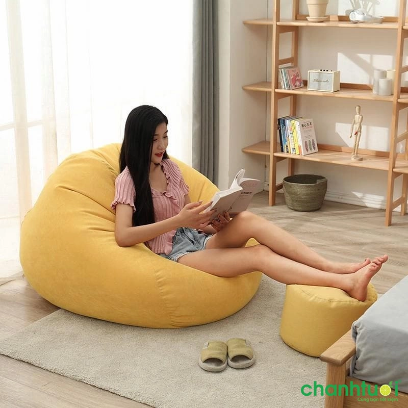 Ghế lười vải kaki / da lộn một màu