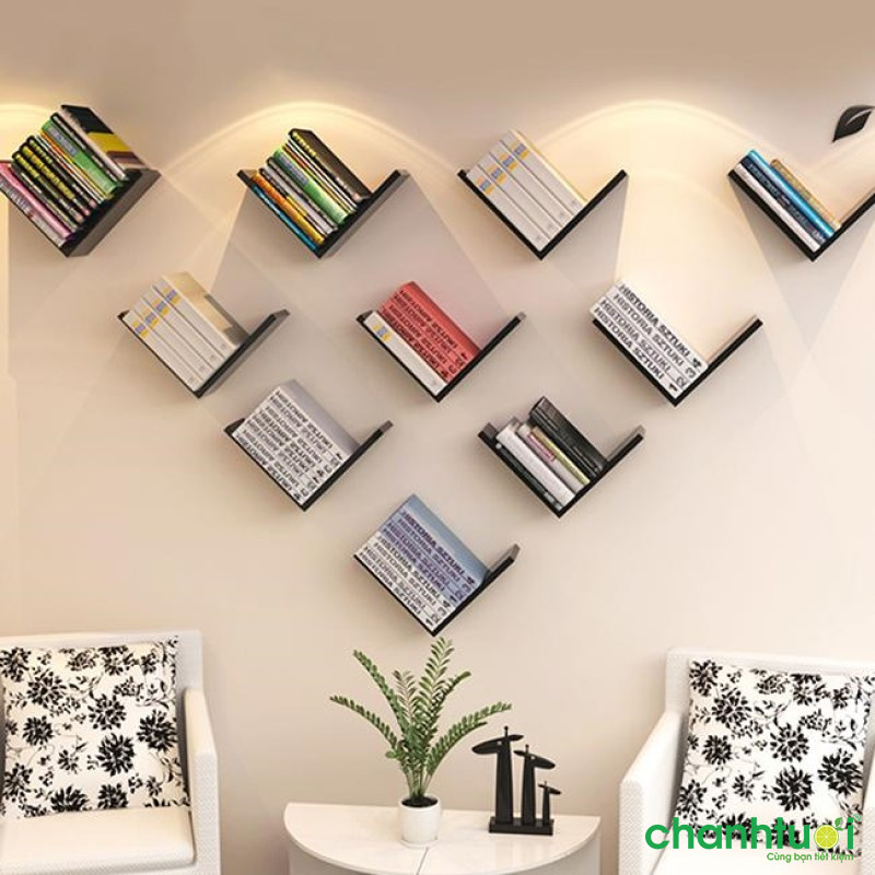 Kệ sách treo tường hình chữ V