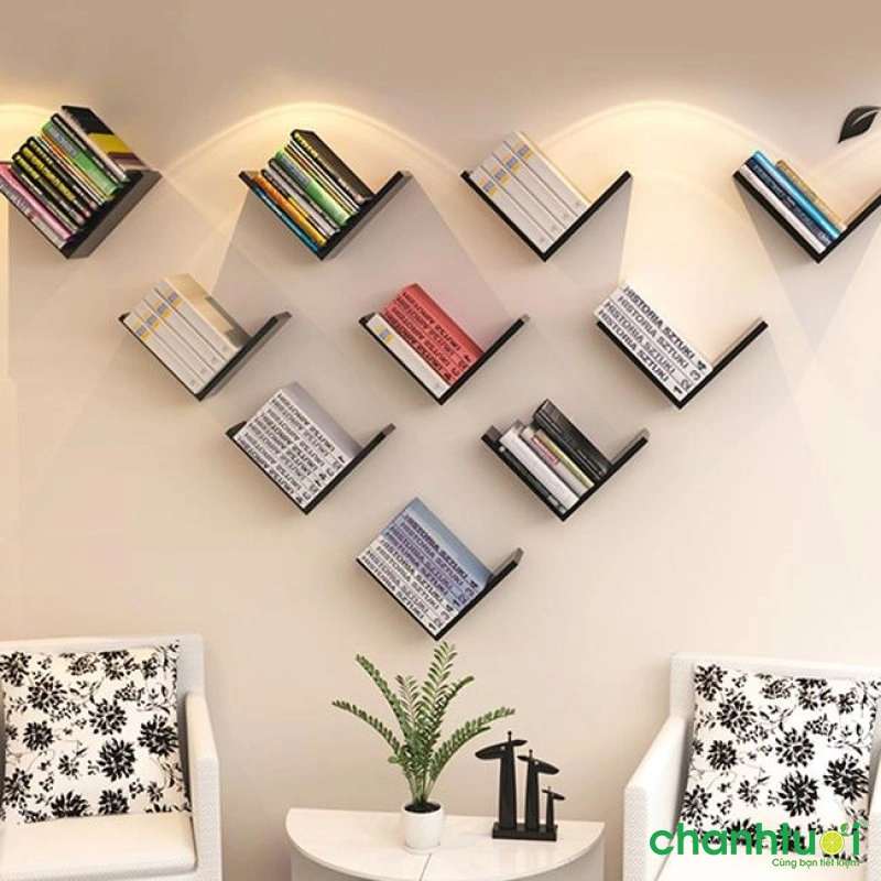 Giá sách treo tường hình chữ V