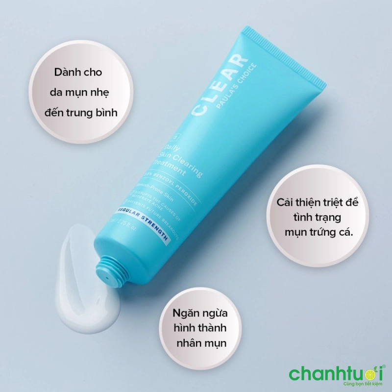 Kem trị mụn lưng Paula's Choice - Clear Regular Strength Daily Skin Clearing Treatment With 2.5% Benzoyl Peroxide