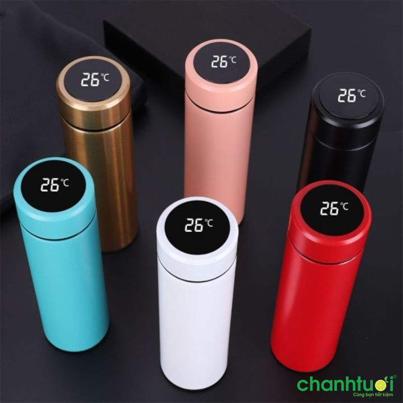 Bình Giữ Nhiệt 500ml Nắp Cảm Ứng Nhiệt Độ Inox 304 Cao Cấp