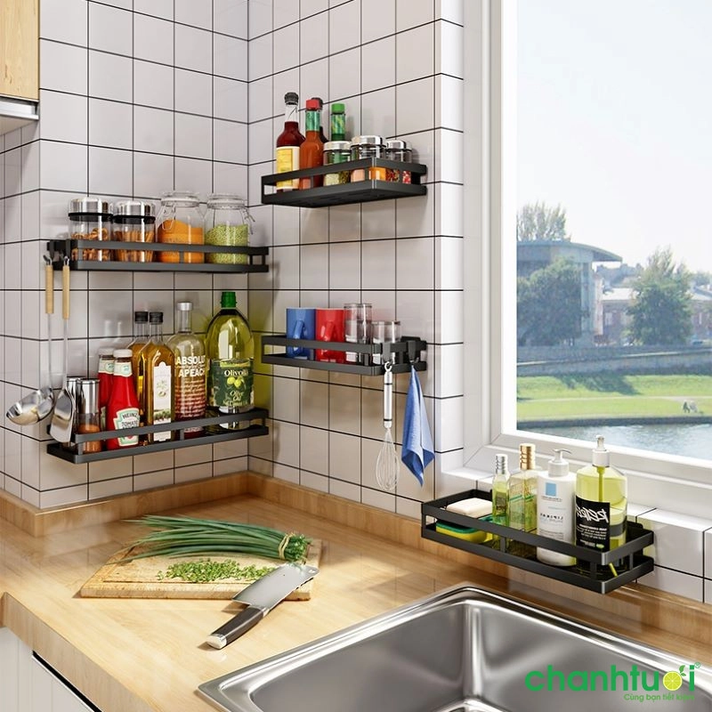 Kệ Gia Vị Đa Năng Dán Tường VANDO Sơn Tĩnh Điện 3 Lớp