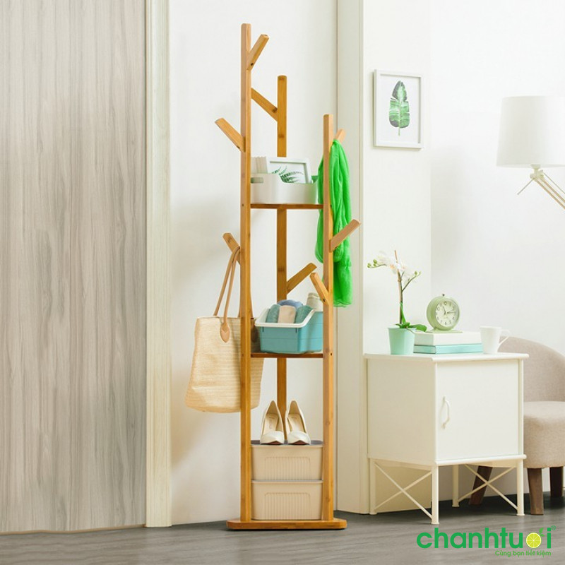 Bộ 3 cây treo quần áo bằng tre cao cấp mẫu cây