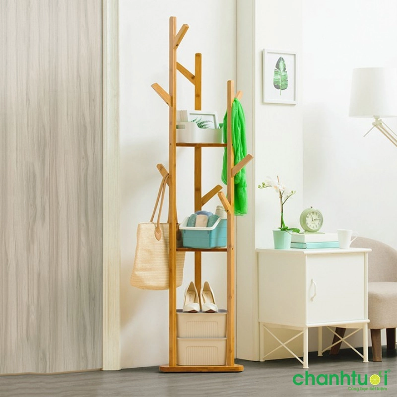 Bộ 3 cây treo quần áo bằng tre cao cấp mẫu cây
