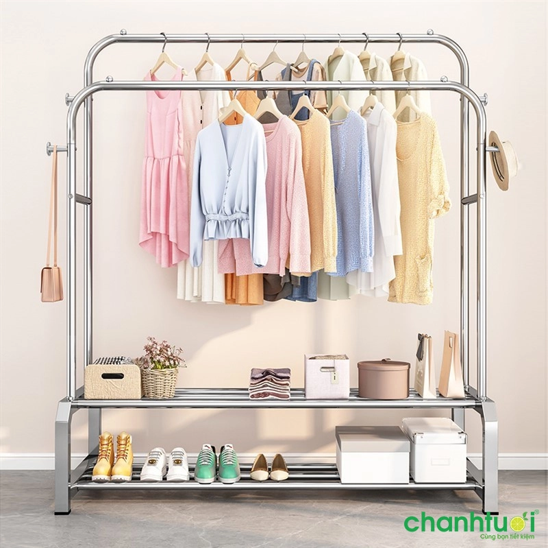 Kệ Treo Quần Áo Đôi Đa Năng VANDO Chất Liệu Inox