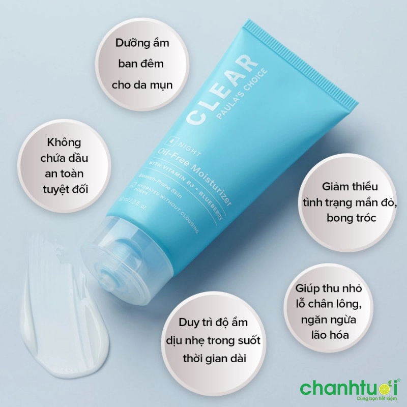Kem dưỡng ẩm không chứa dầu dành cho da mụn Paula’s Choice Clear Oil-free Moisturizer