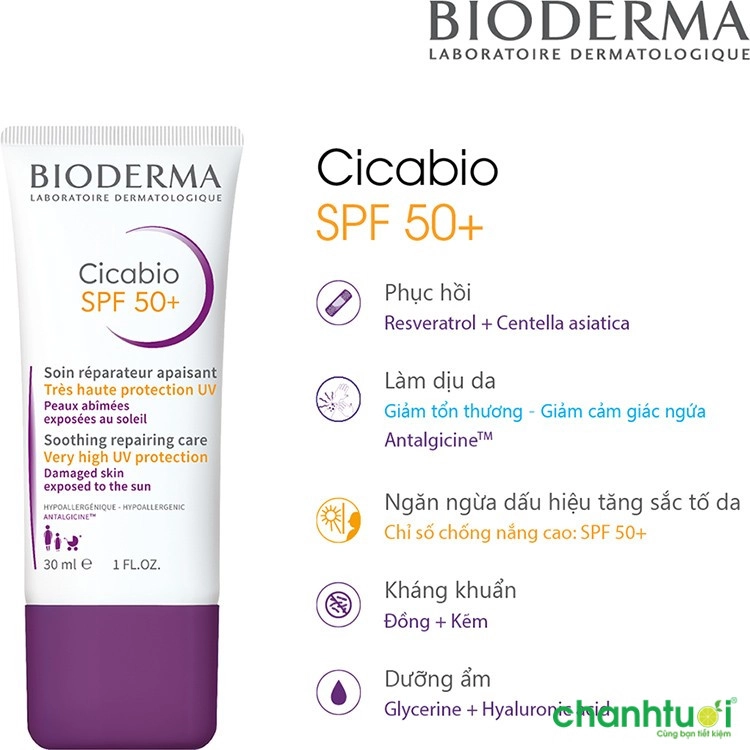 Kem Dưỡng Phục Hồi Da Tổn Thương Và Hạn Chế Tăng Sắc Tố Sau Viêm Bioderma Cicabio Creme Spf 50+