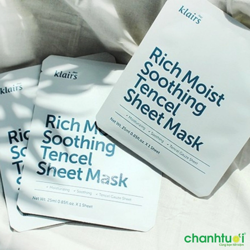 Mặt nạ dưỡng ẩm cho da nhạy cảm, kích ứng Klairs Rich Moist Soothing Tencel Sheet Mask