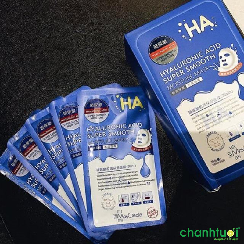 Mặt nạ cấp ẩm MayCreate HA Hyaluronic Acid Super Smooth Moisture Mask (Xanh)