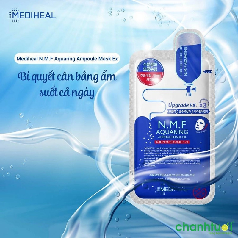 Mặt nạ cấp nước dưỡng ẩm cho da khô Mediheal N.M.F Aquaring Ampoule Mask Ex