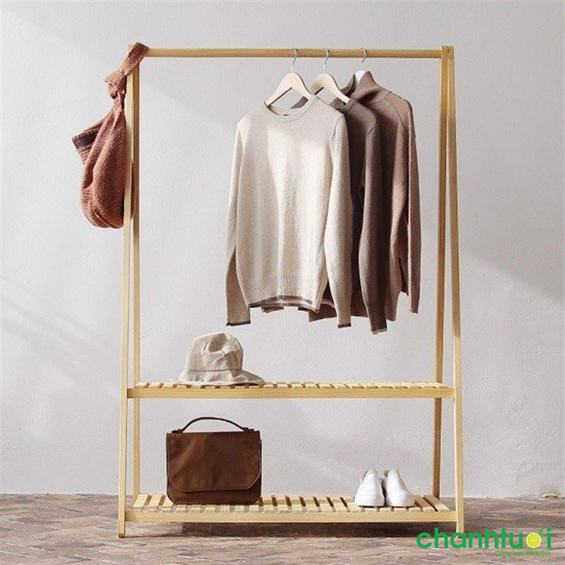 Giá treo quần áo đồ OCHU Kệ sào gỗ thông 2 tầng lắp ráp đa năng A HANGER 2FL