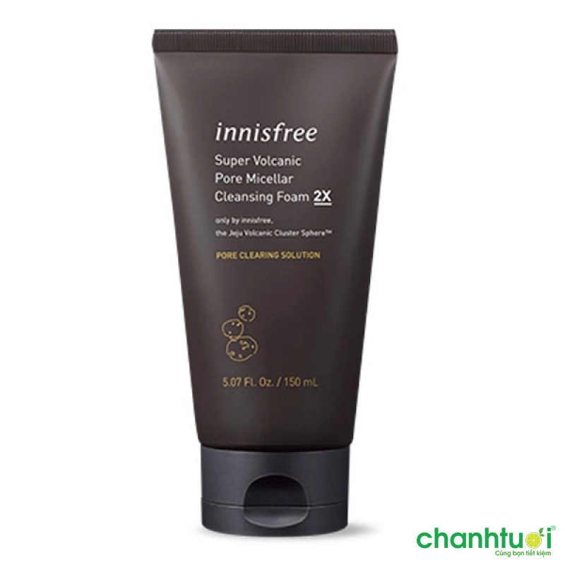 Sữa rửa mặt se khít lỗ chân lông innisfree Super Volcanic Pore Micellar Cleansing Foam 2X