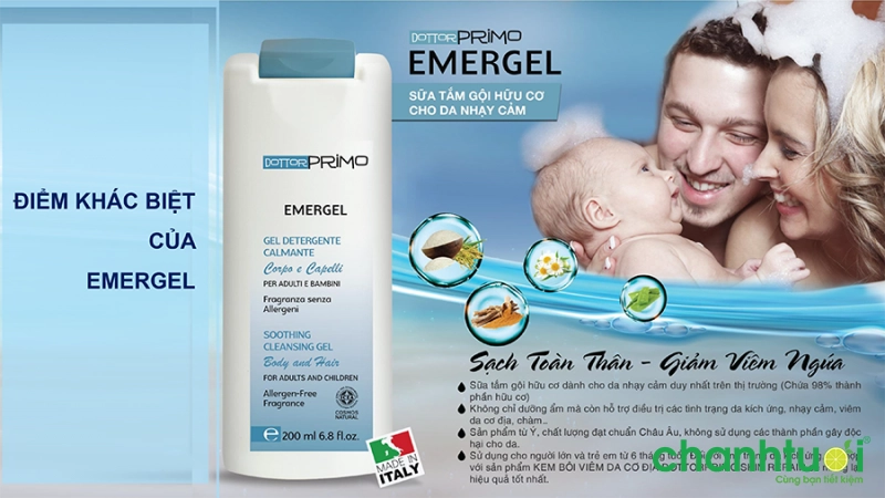 Sữa tắm cho da nhạy cảm DottorPrimo Emergel