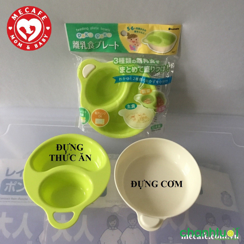 Combo 2 chén ăn dặm và bộ thìa nĩa inomata nhập khẩu Nhật Bản