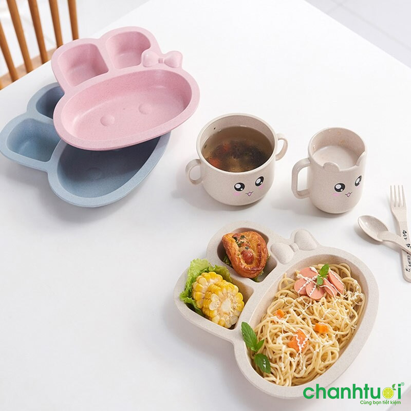 Khay ăn dặm lúa mạch OEM hình thỏ