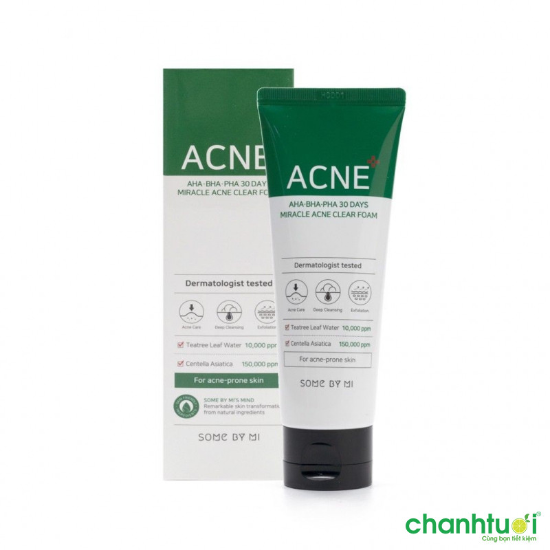 Sữa Rửa Mặt Some By Mi Giảm Mụn AHA-BHA-PHA 30 Days Miracle Acne Clear Foam