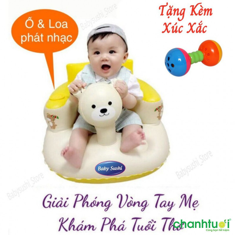 Ghế tập ngồi cho bé đa chức năng,ghế hơi phát nhạc giúp bé thích thú và ham ăn