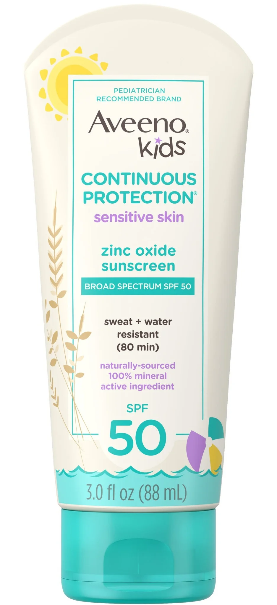 Aveeno Kids Continuous Protection Zinc Oxide Mineral Sunscreen Lotion SPF 50