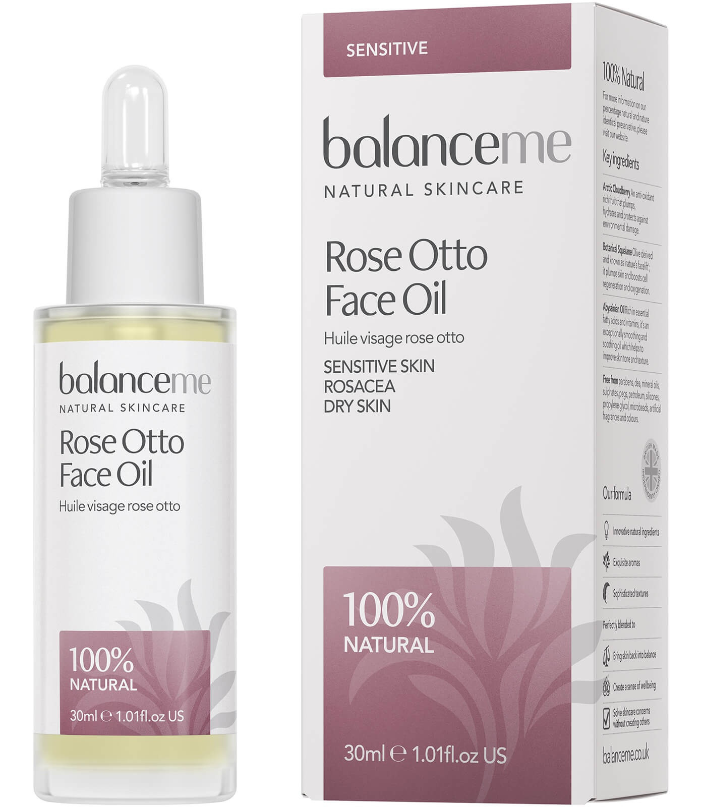 Full ingredients list Balance Me Rose Otto Face Oil