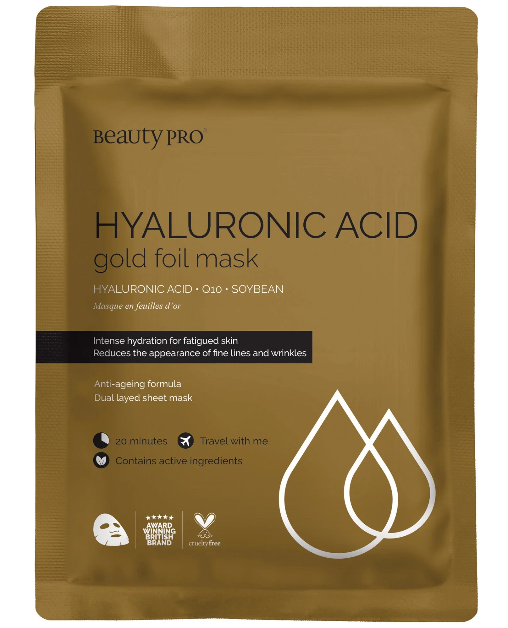 Mặt nạ Beauty Pro Hyaluronic Acid Gold Foil Mask