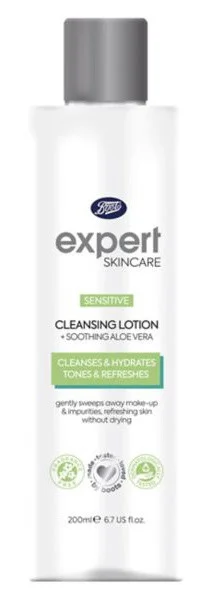 Sữa dưỡng Boots Expert Sensitive Cleansing Lotion + Soothing Aloe Vera