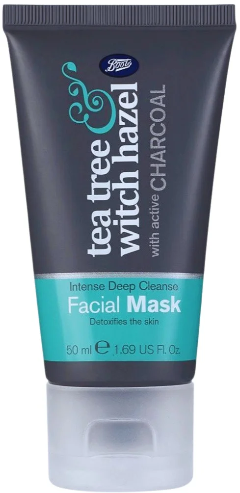 Mặt nạ Boots Tea Tree & Witch Hazel With Active Charcoal, Intense Deep Cleanse Facial Mask