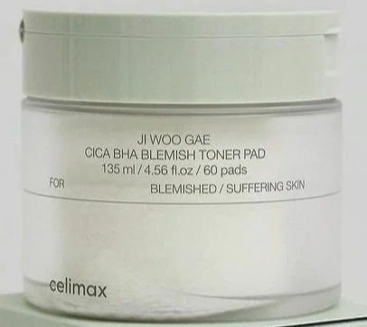 Nước hoa hồng CELIMAX Jiwoogae Cica BHA Blemish Toner Pad