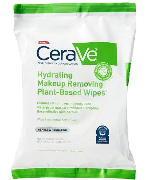 Khăn ướt tẩy trang CeraVe Hydrating Makeup Removing Plant-based Wipes