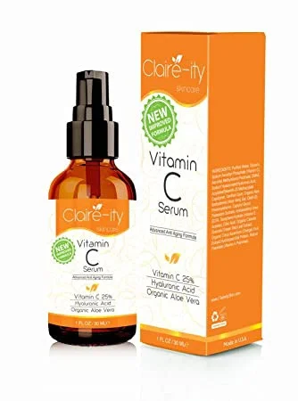 Dưỡng ẩm Claire-ity 25% Vitamin C Serum with Hyaluronic Acid and Vitamin E, Organic Topical Anti-Aging Moisturizing Facial Serum