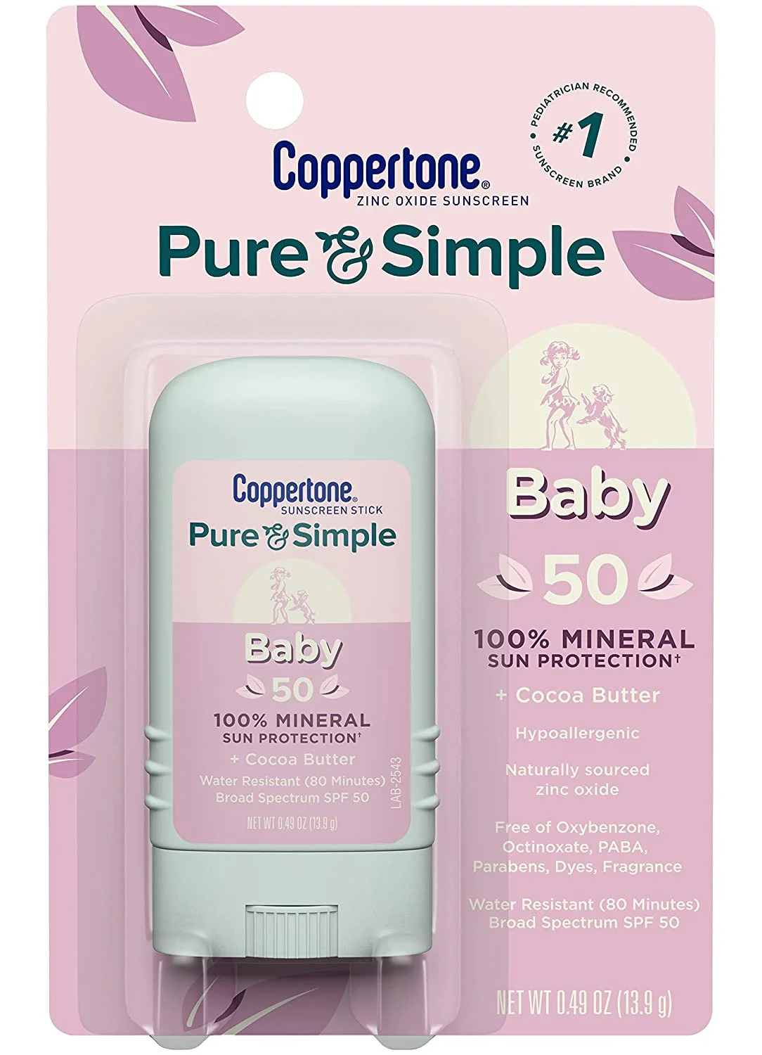 Kem chống nắng Coppertone Pure & Simple Baby SPF 50 Sunscreen Stick