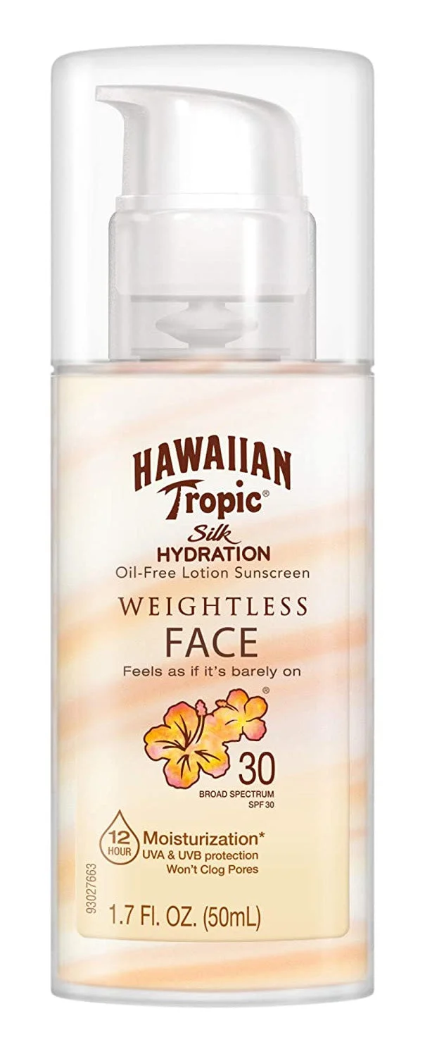 Hawaiin Tropic Silk Hydration, Weightless Face, Oil-Free Sunscreen Lotion , SPF 30
