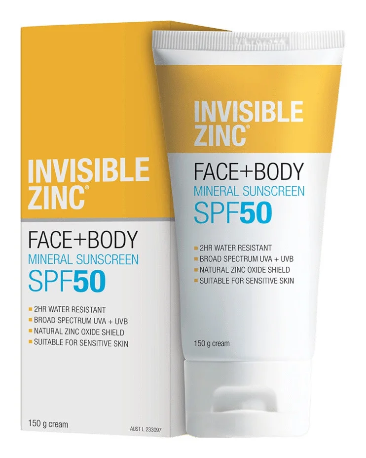Kem chống nắng Invisible Zinc Face + Body Mineral Sunscreen SPF50