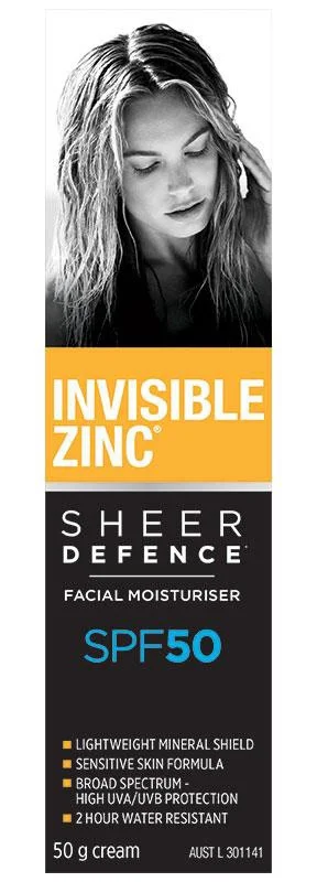 Dưỡng ẩm Invisible Zinc SPF 50+ Sheer Defence Facial Moisturiser