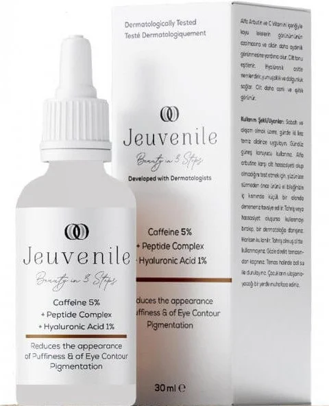 Jeuvenile Caffeine %5 + Peptide Complex + Hyaluronic Acid %1 Göz Altı Torbası Ve Morluk Serumu
