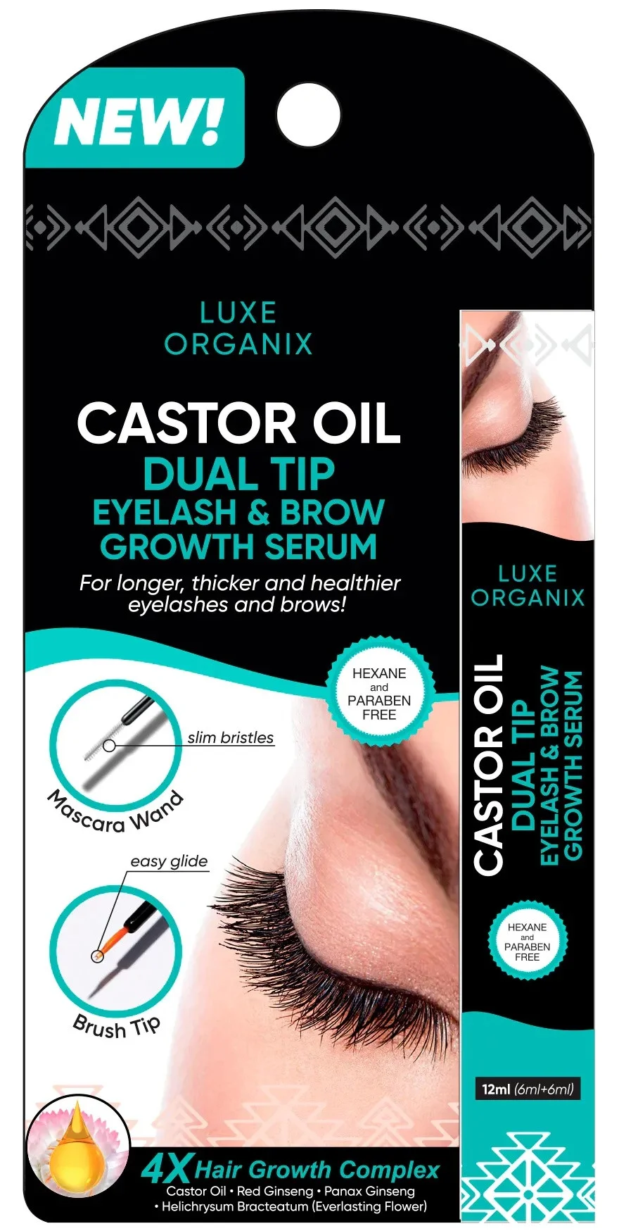Tinh chất Luxe Organix Castor Oil Dual Tip Eyelash & Brow Growth Serum
