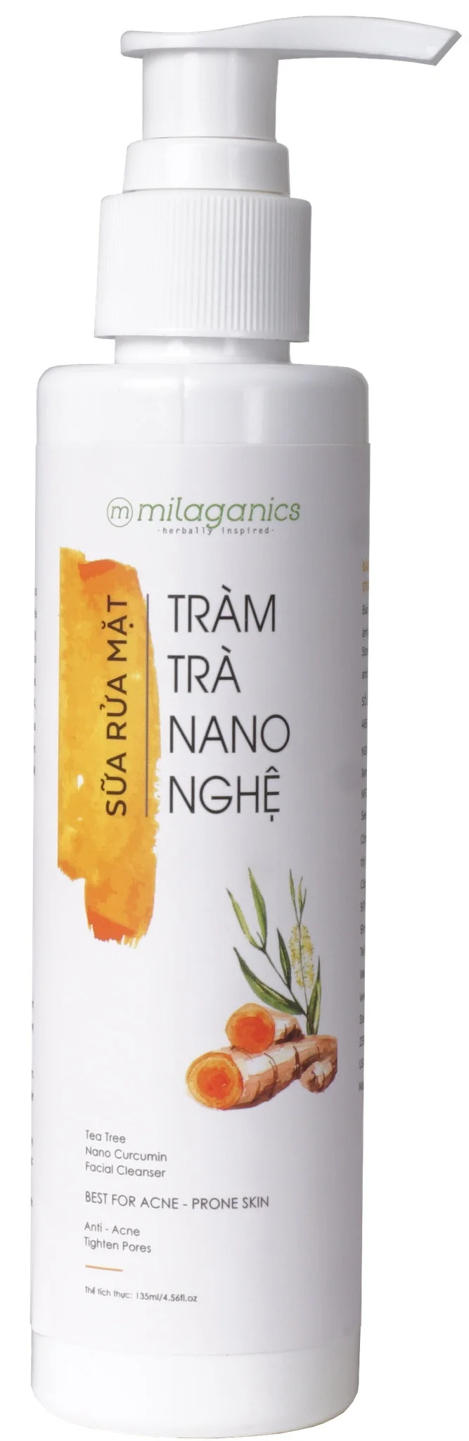 Milaganics Sữa Rửa Mặt Tràm Trà Nano Nghệ Milaganics
