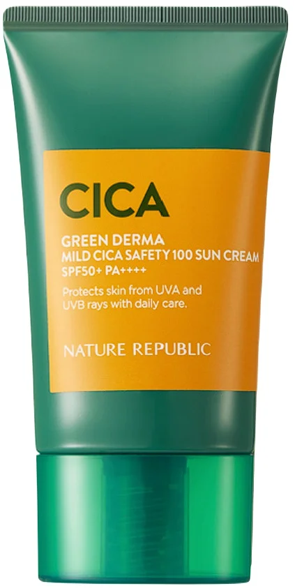 Kem NATURE REPUBLIC Green Derma Mild Cica Safety100 Sun Cream SPF50+/PA++++