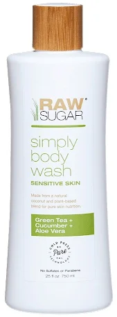 Raw Sugar Simply Body Wash Sensitive Skin, Green Tea + Cucumber + Aloe Vera