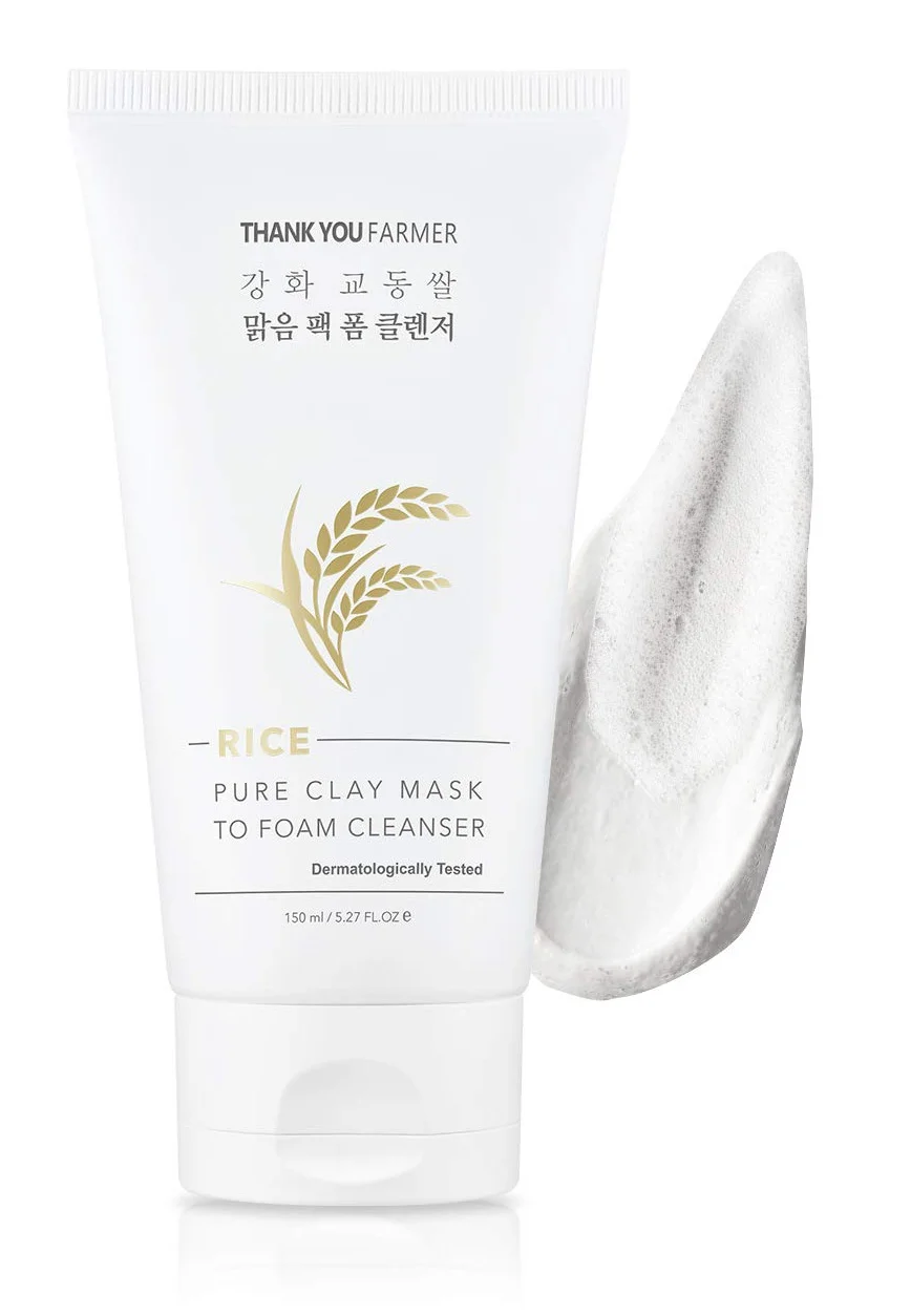 THANK YOU FARMER Rice Pure Clay Mask to Foam Cleanser