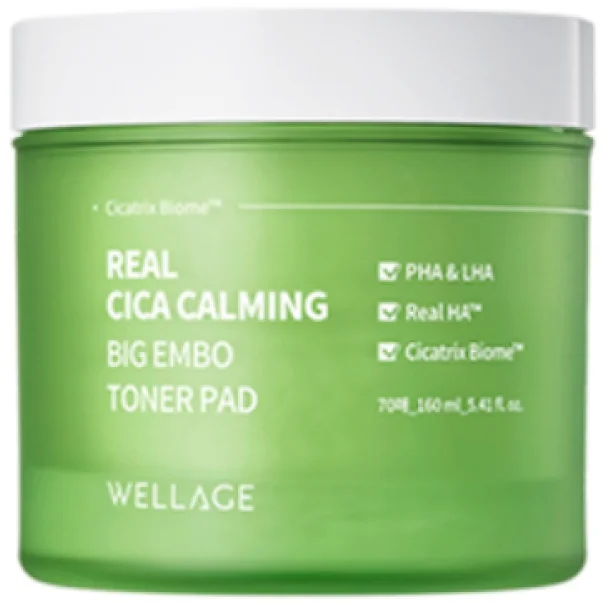 Nước hoa hồng Wellage Real Cica Calming Big Embo Toner Pad