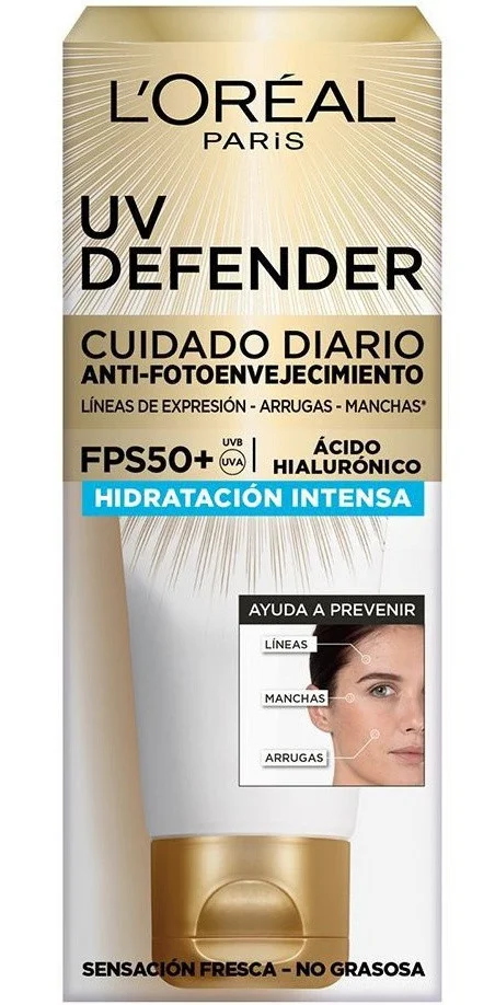 Chống nắng Dưỡng ẩm tươi mát da L'Oreal Cuidado Diario Anti-fotoenvejecimiento Hidratación Intensa FPS 50+
