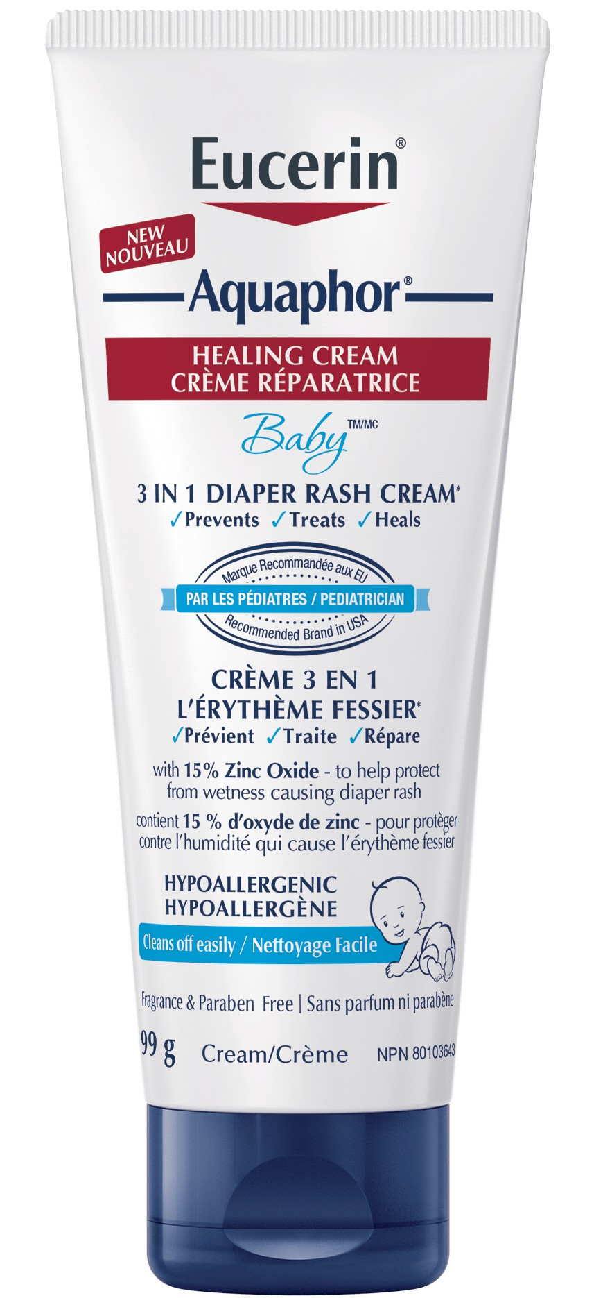 Full ingredients list Eucerin Aquaphor Baby 3in1 Diaper Rash