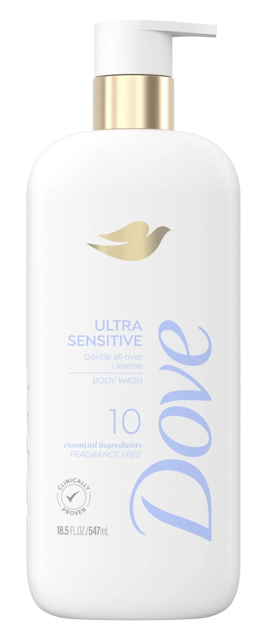 Sữa tắm Dove Fragrance Free Body Wash Ultra Sensitive Gentle All-over Cleanse 10 Essential Ingredients