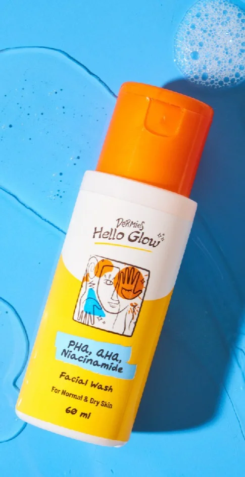Sữa rửa mặt Dermies Hello Glow Facial Wash Normal & Dry 60ml - Sabun Wajah Glowing