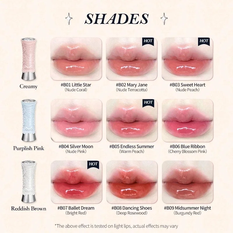 Son thỏi Flower Knows Swan Ballet Series Shine Lipstick B06 Blue Ribbon