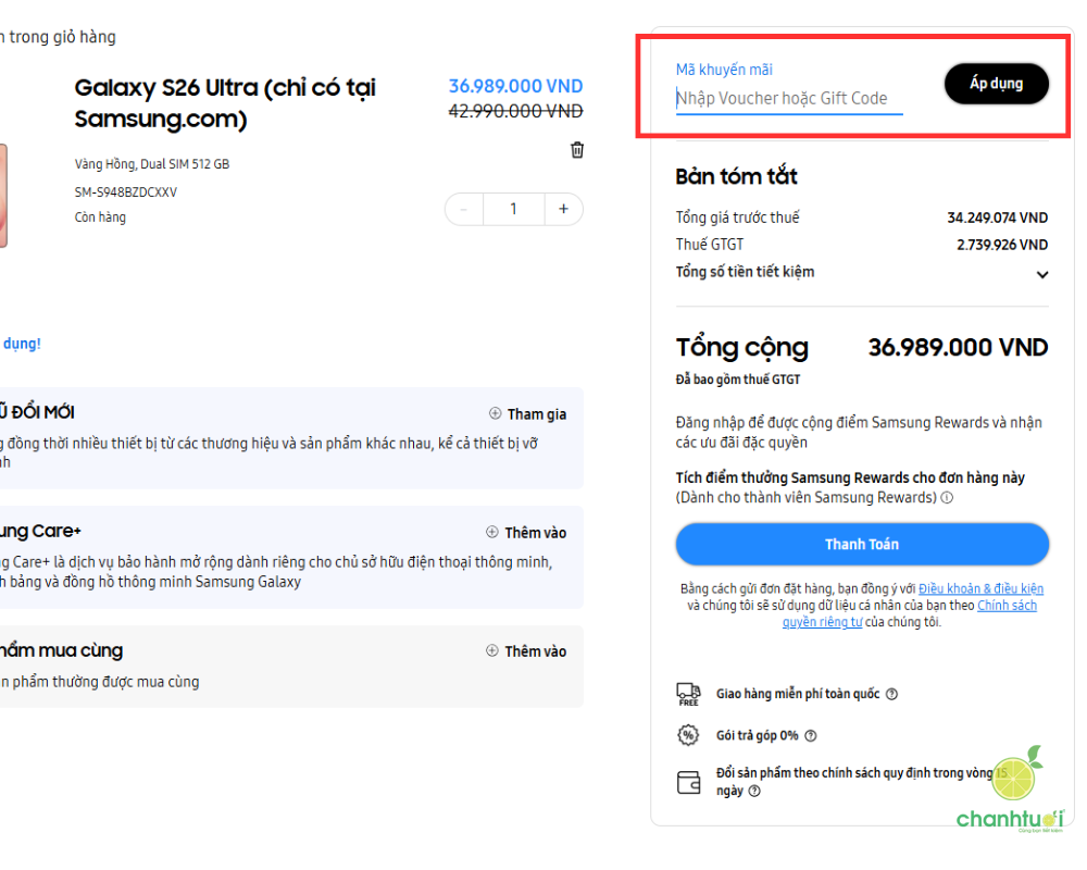 mã giảm giá samsung 2