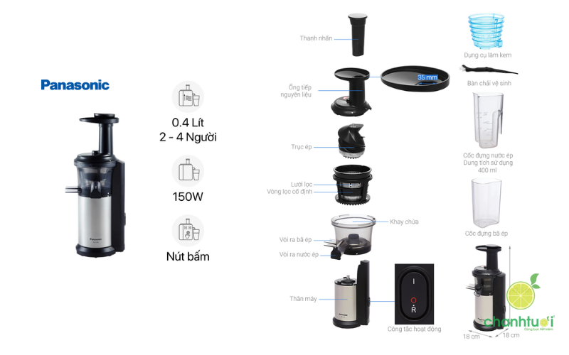 máy ép hoa quả chậm Panasonic MJ-L500SRA (3)