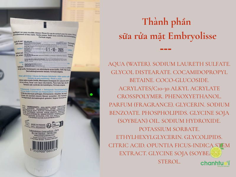 sữa rửa mặt Embryolisse (5)