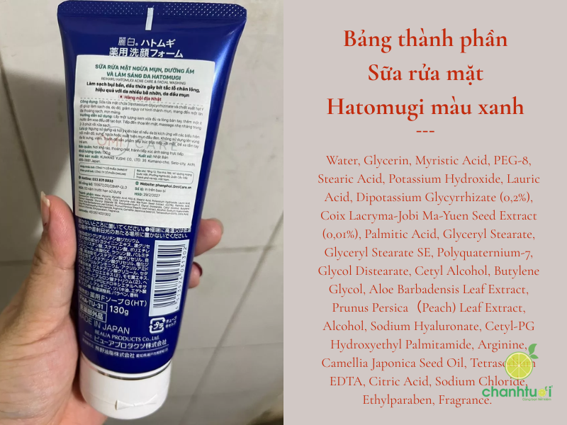 sữa rửa mặt Hatomugi màu xanh (2)